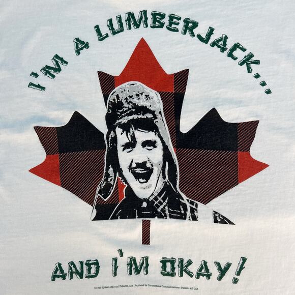 90s Monty Python Flying Circus Lumberjack tshirt 1990s vintage - Picture 4 of 8